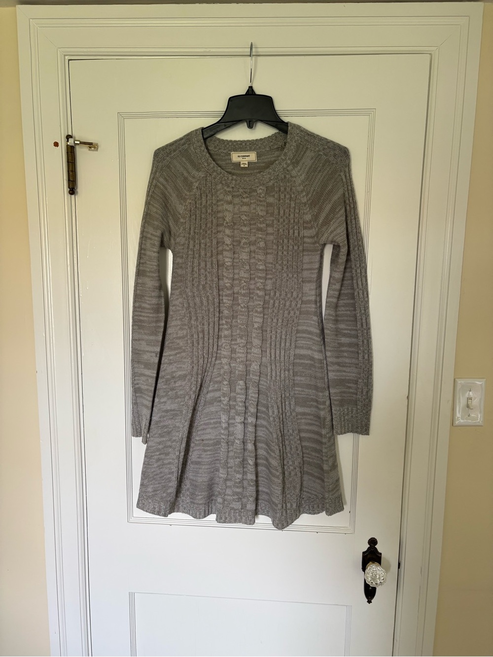 Madewell Gray Cable-Knit Fit-and-Flare Sweater Dress